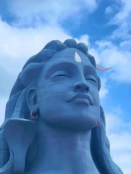 The magnificent Adiyogi statue against a beautiful sky. Its serene presence can be felt from miles away.