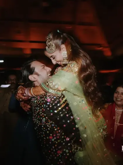 A candid, happy moment between the couple during the Sufi night. The theme created a magical and romantic atmosphere perfect for such a celebration.
