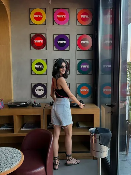 Making myself at home at the vinyl station. Music discovery is a constant process and a huge part of my job as a DJ.