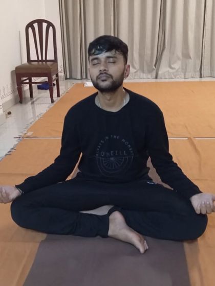 A moment of stillness and meditation, an integral part of the Surya Kriya practice.