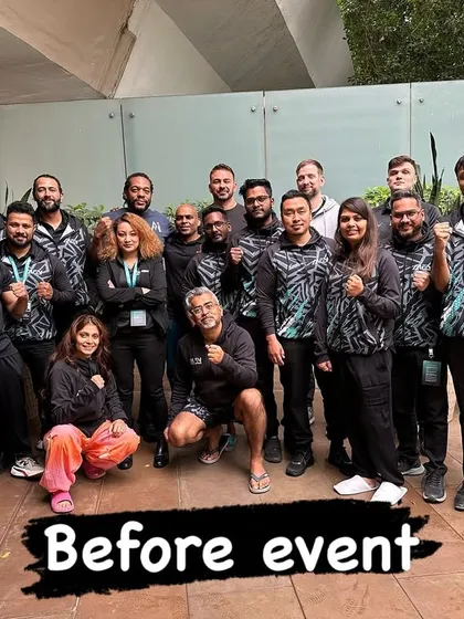 The official team photo before the MFN 16 event began. There is a great sense of teamwork and excitement as we prepare for a night of incredible fights.