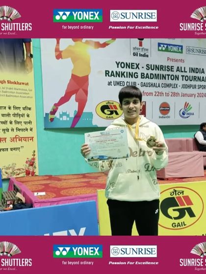 **Winning the All India Senior Ranking Tournament.** Anmol Kharb stands victorious after securing the Gold medal in Women's Singles at the All India Senior Ranking Tournament in Jodhpur, a key event on the national circuit.