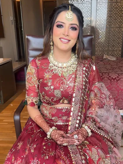 Another view of the bride, showing how the hairstyle complements her overall look.