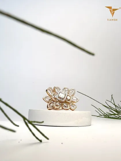 A bloom of brilliance. This ring features a mix of marquise, round, and emerald-cut diamonds set in harmony, carrying the geometry of nature and the glow of forever.