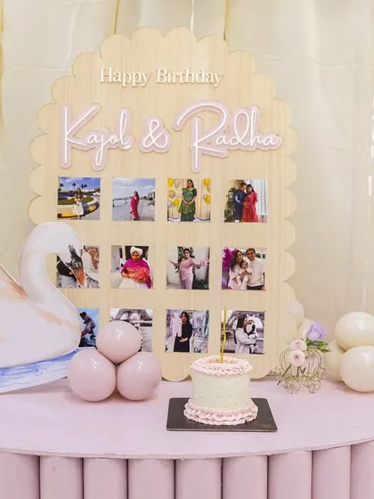 A special surprise for the birthday girl's mother: a memory board filled with photos, celebrating her journey as well.