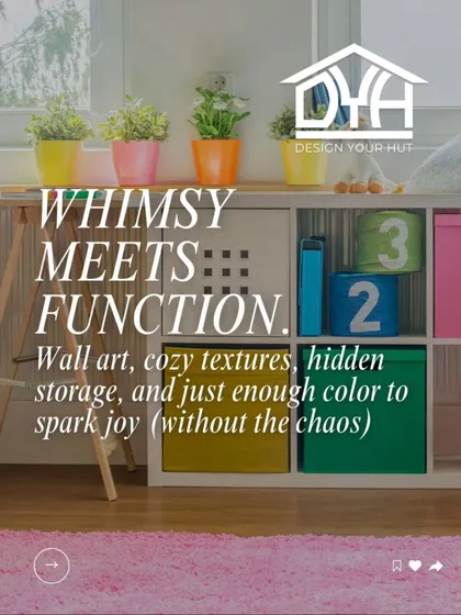 Taming the toy chaos is my specialty. I use smart and stylish storage solutions like these colorful cubby bins to make cleanup a breeze. It's about creating a system where whimsy meets function, keeping the room organized without losing its playful vibe.