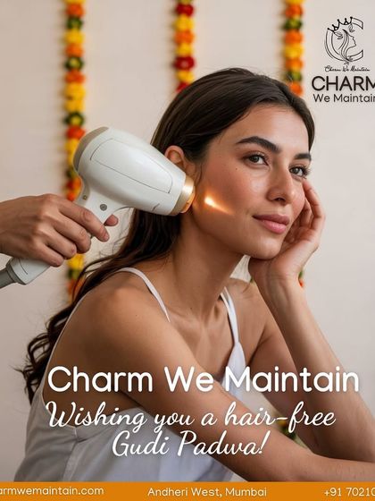 To celebrate Gudi Padwa, we wished our clients a hair-free and radiant new year. This image shows a facial laser treatment, a popular choice for achieving a festive glow and flawless skin.