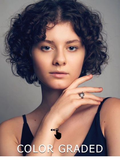 The same headshot after color grading. The adjustments enhance the mood and tones of the image, giving it a warmer, more cinematic feel while keeping the look natural.