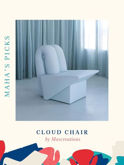 The Cloud Chair by Mascreations is another favorite, with its sculptural, cloud-like backrest.
