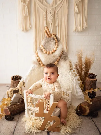 Marking the six-month milestone with a rustic, woodland-themed half-birthday shoot.