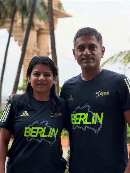 Our athletes sporting their official Berlin Marathon gear. We run as a team, even when we're racing on the other side of the world.