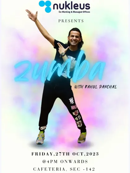 This poster for an event at Nukleus captures the vibrant, colourful energy I bring to every Zumba session. It’s all about making fitness fun and accessible.