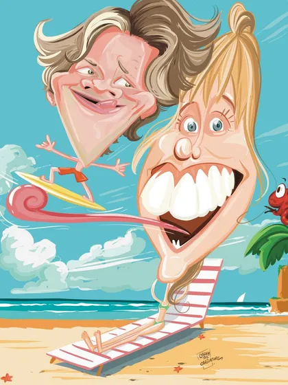 This piece shows the fun side of couple caricatures, created for a client who wanted something hilarious and over the top. It's a great example of a unique birthday or anniversary gift with a lot of personality.