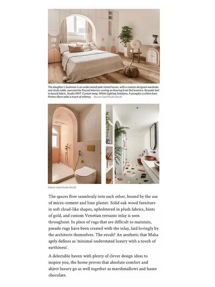 A snippet from our Architectural Digest feature, highlighting the daughter's bedroom and the seamless flow of spaces in the "Marshmallow" penthouse.