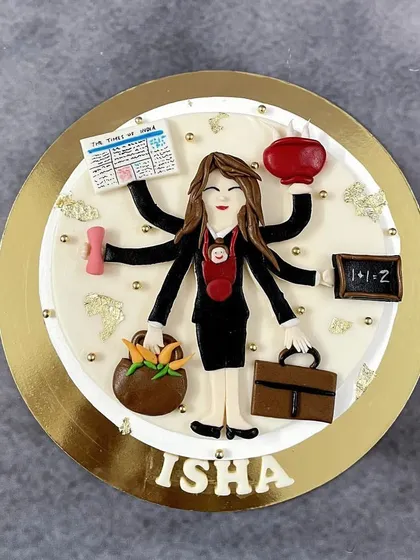 Here's to the women who wear many hats. This cake celebrates the multitasking goddess in every woman, showing her balancing work, home, and everything in between.
