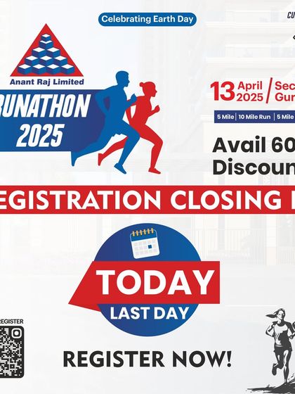 Registration closes today for the Anant Raj Runathon. This is your final call.