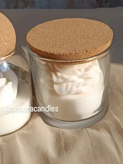 My floral candles also come in these simple glass jars with cork lids, available in both rose and tulip designs.