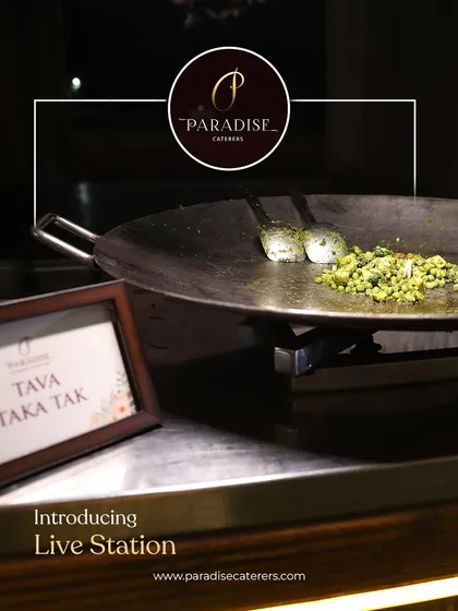 Introducing our live Tawa Taka Tak station. The sizzling sounds and aromatic spices create an exciting atmosphere as our chefs cook up this popular street food dish.