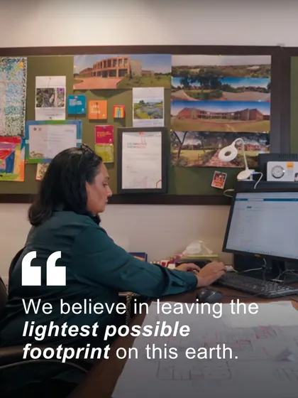 "We believe in leaving the lightest possible footprint on this earth." Partner Arti Gugnani explains our principle of restraint, where we limit construction to what is essential, allowing more room for landscape, movement, and growth beyond the classroom.