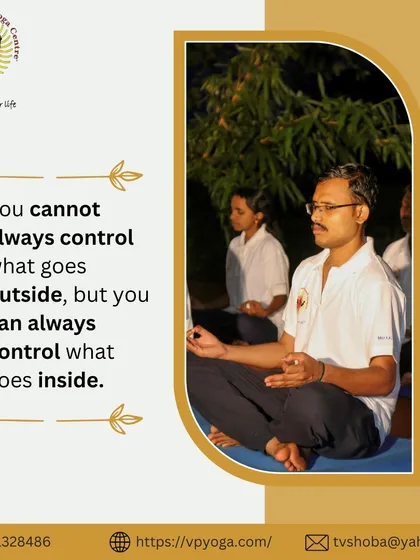 This is a simple but profound truth I teach in my meditation classes. "You cannot always control what goes outside, but you can always control what goes inside." This image of a student in deep meditation captures the essence of finding inner stillness amidst outer chaos.
