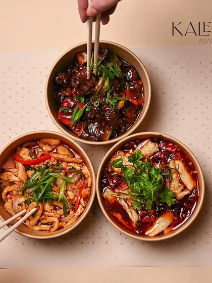 Another look at three of our popular main dishes in delivery bowls. It’s the perfect reason to have people over and enjoy a festive Pan-Asian meal without any of the cooking.