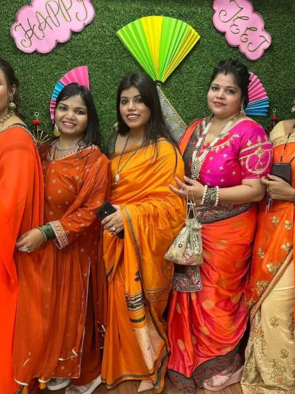 Our TDFS queens lighting up the studio with their colorful outfits and bright smiles during the Teej festival.