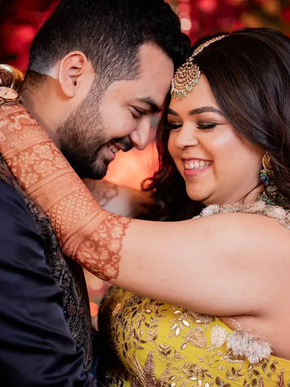 An intimate portrait showing the details of the bride's makeup. The look is soft, romantic, and perfectly suited for the happy occasion.