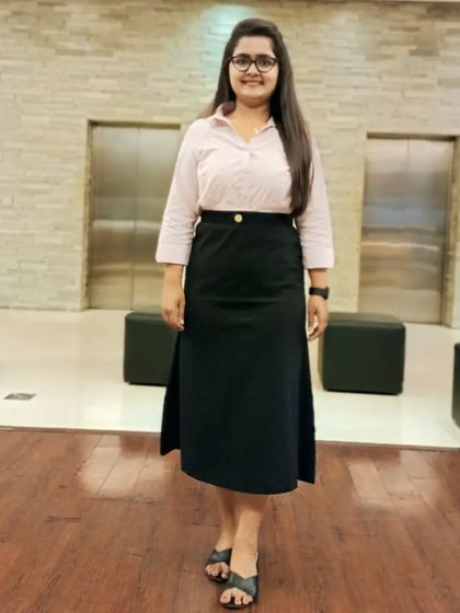 A full-length shot at The O Hotel before hosting a corporate event. My attire is always professional and appropriate for the occasion, whether it's a formal business meet or a celebratory launch party.