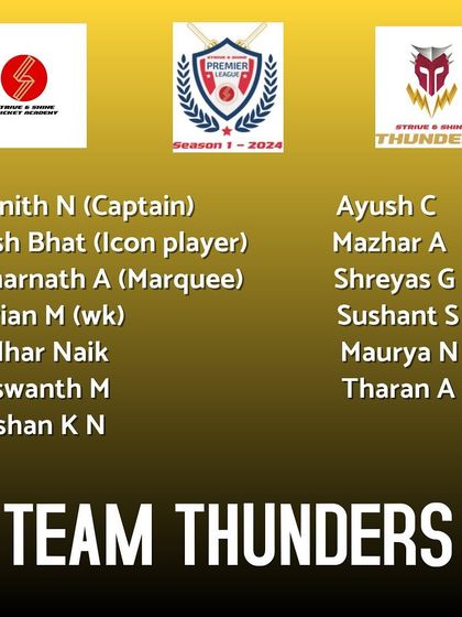 Announcing the full squad for Team Thunders for the Strive & Shine Premier League Season 1.