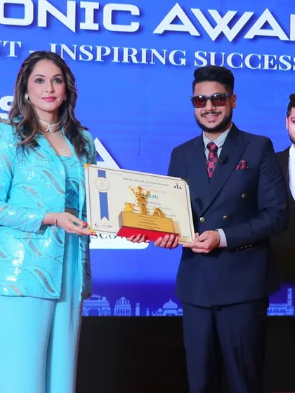 Receiving the "Best Mentalist of the Year" award at the Excellence Iconic Awards from Bollywood actress Isha Koppikar. A truly humbling and memorable moment in my career.