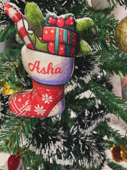 Our personalised stocking ornament looks so festive on the tree. It's a great way to represent every member of the family.
