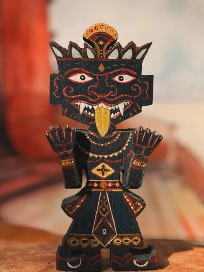 The fearsome idol from 'Joy Baba Felunath'. This piece was particularly fun to carve, with its intricate details, sharp teeth, and dramatic expression, all central to the film's mystery.