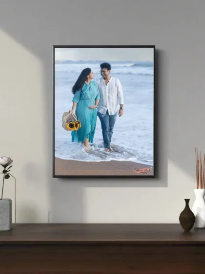 I love helping clients visualize how their photos will look in their home. This is a mockup showing how a beautiful beach maternity portrait can become a stunning piece of wall art.