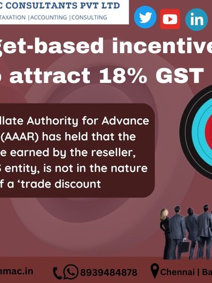 An important ruling from the GST Appellate Authority. Target-based incentives earned by a reseller are not considered a 'trade discount' and will attract an 18% GST.