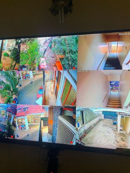 A 9-camera view providing comprehensive coverage of a home's exterior and interior.
