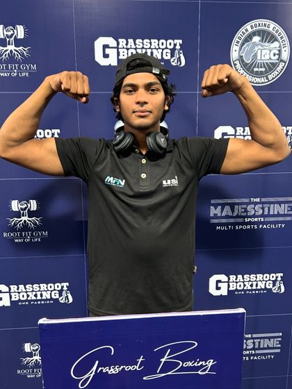 Me, Kapil, after a weigh-in for a professional boxing event. Always ready to represent Vajra MMA.