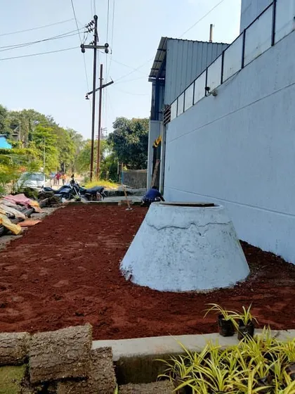 An early stage of a landscaping project, showing the prepared soil bed ready for turf and plants. We handle projects of all sizes, from small patches to large commercial grounds.