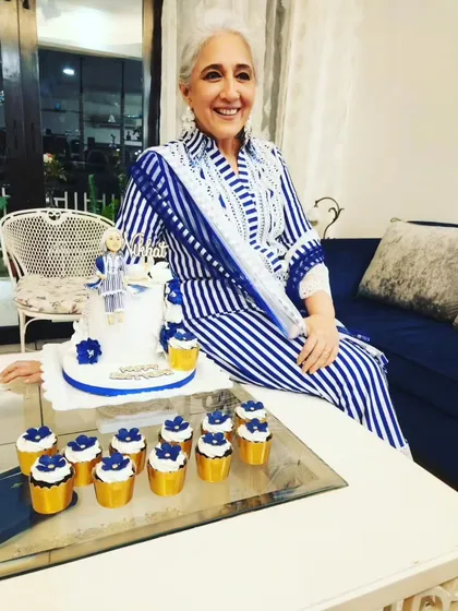 The lovely Nikhat Khan posing with her custom birthday cake and matching cupcakes. It was a pleasure to create this personalized dessert spread for her special day.