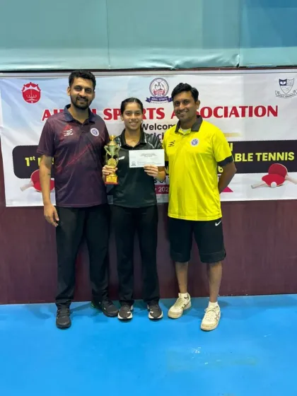 A proud coaching moment with our champions, Ananya Chande and Parth Magar, at the 1st Maharashtra State Ranking Tournament. Ananya won the Women's title while Parth was the U-17 Boys Champion.