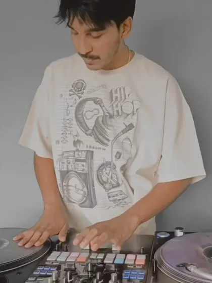 Another photo from the "On the Record" event, showing me in action on the turntables.