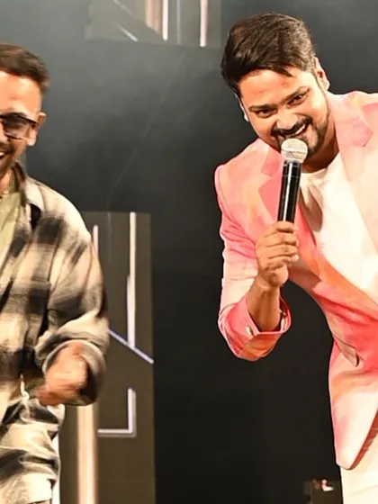 A candid moment of laughter on stage with the legendary Dharmesh sir. A great event is built on genuine moments of connection and fun, and I make it my mission to create that vibe.