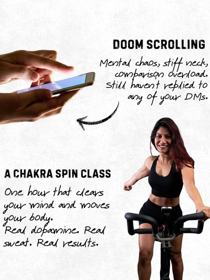 Doom scrolling or a Chakra spin class? One gives you mental chaos, the other gives you real dopamine, real sweat, and real results.