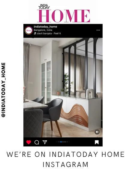 Another feature from India Today Home, this time showcasing the elegant dining area with its unique curved console table and arched metal partition. I'm grateful for the recognition.