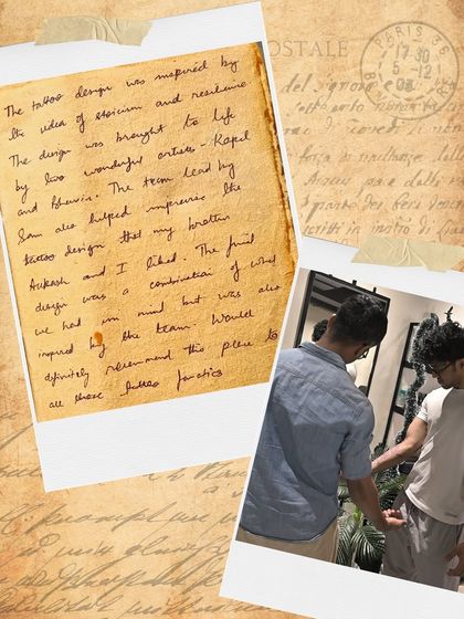 A handwritten note from the brothers, thanking the artists for bringing their idea of a stoic, resilient samurai to life.