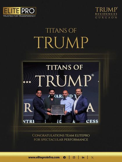 Receiving the 'Titans of Trump' award on stage. These moments celebrate our successful collaboration with developers like Tribeca and Smart World on world-class projects.