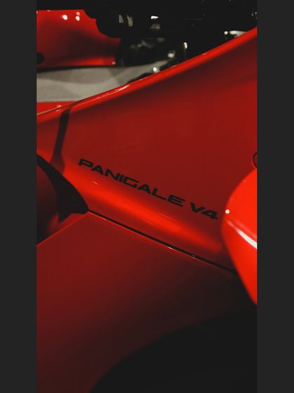 The sleek bodywork and Panigale V4 logo on this stunning Ducati.