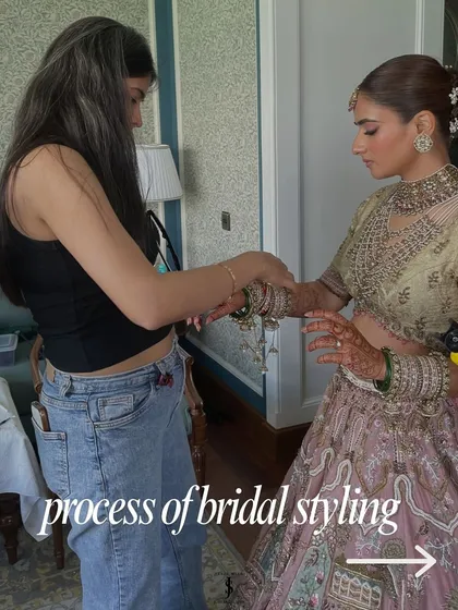 My on-site styling service means I'm there for you on the big day for all the last minute tweaks. From adjusting the dupatta to ensuring the final look is flawless, I handle the details so you can soak in every moment.