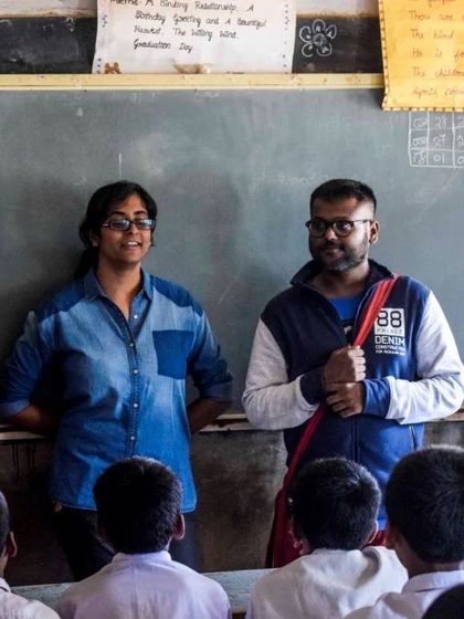 A throwback to 2014! This is us in the early days, volunteering in a classroom, not knowing we were building a movement. The passion was there from the very beginning.