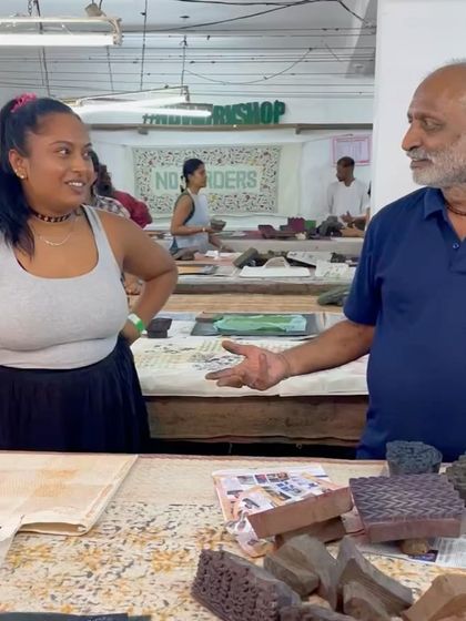 An invitation to our garden workshop. Guests are welcomed with fresh flowers and coffee before diving into the world of vintage blocks and natural dyeing.
