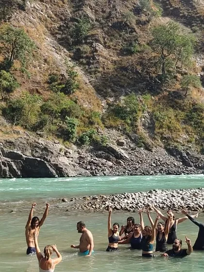 Pure joy and release during a dip in the holy Ganga. This is one of my favorite parts of our Himalayan retreats. The glacial water is a natural therapy that rejuvenates the body and spirit, washing away all that no longer serves us.
